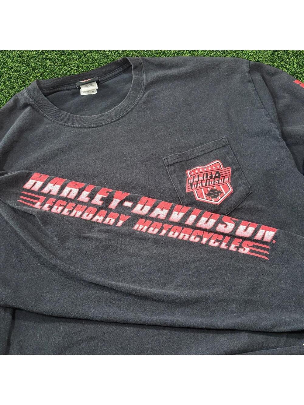 Vintage Harley-Davidson Legendary Motorcycles Black Long Sleeve Shirt XL